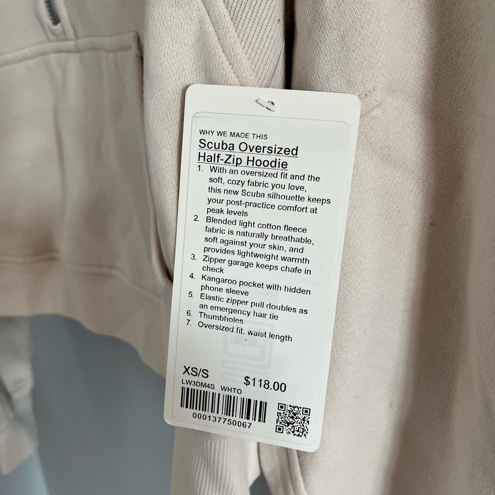 LULULEMON Scuba Oversized Half-Zip Hoodie in White Opal - Picture 3 of 6